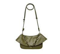 Designer-Inspired Leather Handbag for Women-Detachable Donut Chain & Tubular Strap-Multi-Way Carry Shoulder Bag (10.2in)(Green)
