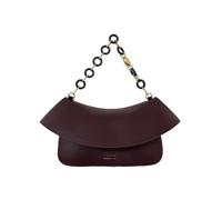 Designer-Inspired Leather Handbag for Women-Detachable Donut Chain & Tubular Strap-Multi-Way Carry Shoulder Bag (10.2in)(Burgundy)