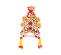 Designer Ladoo gopal Mukut for Laddu Gopal Devi Maa Radha Krishna Ganesha Indian Traditional God Goddess Sringar Set Deities jewelry for God Idol Statue Janmashtami Festival(Idol Size:-4)(Red,Orange)