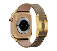 Designer Leather Band Compatible with Apple Watch, Iconic H-Shaped Buckle