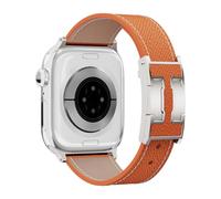 Designer Leather Band Compatible with Apple Watch, Iconic H-Shaped Buckle