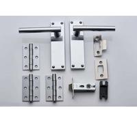 Designer Levelers T Bar Straight Lever Latch Door Handle Pack - Satin Chrome Silver Finish, Aluminum & Zinc Alloy Construction, Complete Interior Door Kit for Residential & Commercial Use