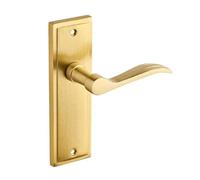 Designer Levers - Berkeley Lever Modern Design Latch Door Handle On Backplate - Brushed Brass