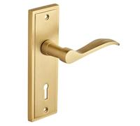 Designer Levers - Berkeley Lever Modern Design Lock Door Handle On Backplate - Brushed Brass