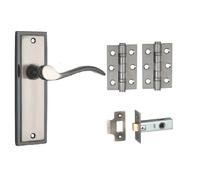 Designer Levers Berkeley Modern Design Lever Door Handle, Dual Tone | For interior doors; 64mm tubular latch and 76mm ball-bearing hinges included; dual finish black and satin nickel.