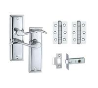 Designer Levers Berkeley Modern Design Lever Door Handle, Polished Chrome | For interior doors; 64mm tubular latch and 76mm ball-bearing hinges included; zinc construction.