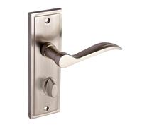Designer Levers Berkeley Modern Design Lever Door Handle, Satin Nickel | Supplied as a pair; bathroom door handle; thumbturn included; zinc alloy construction.