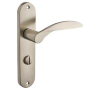 Designer Levers - Bordeaux Lever Thumbturn Lock Bathroom Door Handle - Brushed Nickel - Pair