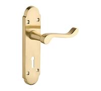 Designer Levers - Brora Lever Door Handle - 1 Pair - Brushed Brass - Lock Door Handle - Interior Doors