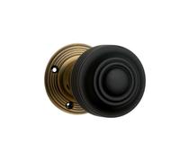 Designer Levers Edwardian Fluted Door Knob - Natural Wood/Antique Brass - Pair