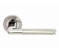 Designer Levers - Edwin Lever on Rose Door Handle - Dual Finish - Polished and Satin Nickel - 1 Pair - Fixings Included - Interior Use