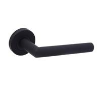 Designer Levers - Eros Lever on Rose Door Handle - Stainless Steel Bar Door Handle - Matt Black - 1 Pair - Fixings Included - Interior Use