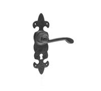 Designer Levers - Fleur-De-Lis Lever Door Handle - Antique Black - 1 Pair - Fixings Included - Locking Door Handle - 190mm - Interior/Exterior Use