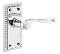 Designer Levers - Georgian Roped Design Lever Door Handles - Polished Chrome - 1 Pair - Latch Door Handle - Interior Use - Short Latch