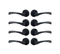 Designer Levers - Marvel Lever on Rose Door Handle - Contemporary Design - Matt Black - 4 Pairs - Fixings Included - Interior Use