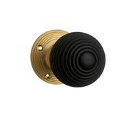 Designer Levers Queen Anne Reeded Door Knob Set, Satin Brass | Ebonised wood/satin brass; 53mm; includes two unsprung knobs, spindles, screws; featuring the iconic queen anne reeded.