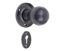 Designer Levers Shropshire Round Door Knob, Antique Brass, 1 Pair | For interior doors; fixings included; 50mm diameter; steel construction.