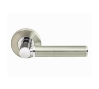 Designer Levers - Titania Lever on Rose Door Handle - Dual Finish - Polished and Satin Nickel - 1 Pair - Fixings Included - Interior Use