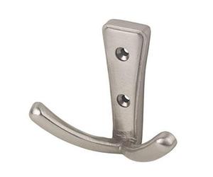 Designer Levers Two Prong Robe Hook, Satin Nickel