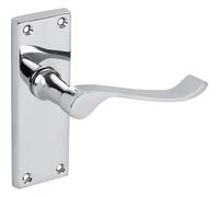 Designer Levers - Victorian Door Handles Polished Chrome 1 Pair Door Handle with Latch Interior Use Short Latch