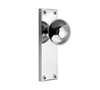 Designer Levers - Victorian Knob On Latch Backplate Polished Chrome