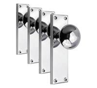 Designer Levers - Victorian Knob On Latch Backplate Polished Chrome (Pack of 4)