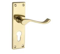 Designer Levers Victorian Scroll Lever Door Handles, Polished Brass, 1 Pair
