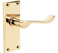 Designer Levers - Victorian Scroll Lever Door Handles -Polished Brass - 1 Pair - Latch Door Handle - Interior Use - Short Latch