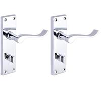 Designer Levers - Victorian Scroll Lever Door Handles - Polished Chrome - 1 Pair - Bathroom Locking Door Handle - with Thumbturn (Pack of 2)