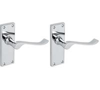 Designer Levers - Victorian Scroll Lever Door Handles - Polished Chrome - 1 Pair - Latch Door Handle - Interior Use - Short Latch (Pack of 2)