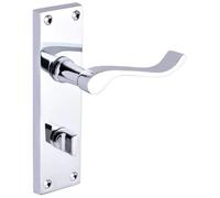 Designer Levers Victorian Scroll Lever Door Handles, Polished Chrome | Supplied as a pair; thumbturn locking for bathroom doors; thumbturn included; zinc construction.