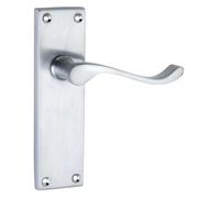 Designer Levers - Victorian Scroll Lever Door Handles - Satin Chrome - 1 Pair - Latch Door Handle - Interior Use - Long Latch