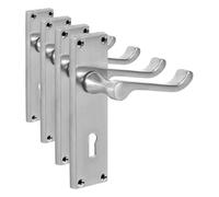 Designer Levers - Victorian Scroll Lever Door Handles - Satin Chrome - 1 Pair - Locking Door Handle (Pack of 4)