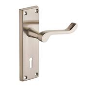 Designer Levers Victorian Scroll Lever Lock Door Handle, Satin Nickel