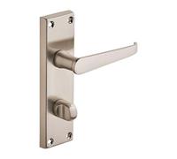 Designer Levers Victorian Straight Lever Bathroom Door Handle, Satin Nickel | Supplied as a pair; thumbturn included; zinc construction; includes one pair of handles and suitable fixings.