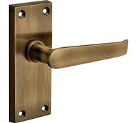 Designer Levers Victorian Straight Lever Door Handles, Antique Brass | For interior doors; supplied as a pair; for latch doors; short latch format; zinc construction.