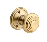 Designer Levers Whitehall Ringed Mushroom Mortice Door Knob - Antique Brass - Pair