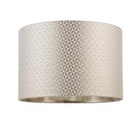 Designer Light Shimmer Taupe Drum Lampshade with Inner Champagne Gold Satin Lining | 20cm x 30cm | Squares and Diamonds Pattern by Happy Homewares