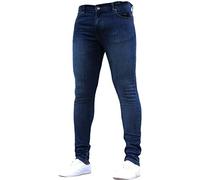 Designer Mens Jeans Skinny Slim Fit Casual Super Stretch Denim Trousers Pants Lightweight Jeans Summer Spring Extreme Comfort Elasticated Basic Jogger Bottom Dark Blue 34