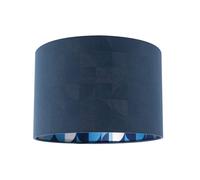 Designer Midnight Blue Linen Lamp Shade with Geometric Pattern Lining Happy Homewares Midnight 12 inches