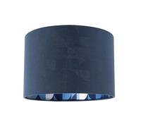 Designer Midnight Blue Linen Lamp Shade with Semi-Circular Geometric Pattern Lining | 30cm x 20cm | for Table or Pendant Cable by Happy Homewares