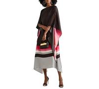 Designer New Calf Length Women Printed Casual Wear Soft Satin Silk Tunic Kaftan, Wedding Party Dress Caftan, Luxury Gift, Handmade Kaftan Black, One Size, Black, One Size