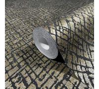Designer non-woven wallpaper Papis Loveday black gold texture 86726 (9,58£/1qm)