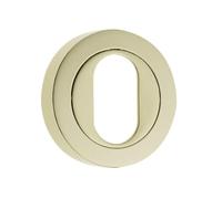 Designer Oval Profile Escutcheon, Brass Finish, 50mm Round Rose, Zinc Material, FD30 Fire Rated for Internal Doors, Commercial and Residential Use, JV503UPB