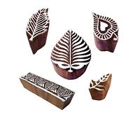 Designer Pattern Border and Leaf Wood Block Stamps (Set of 5)