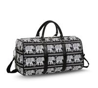 Designer Printed Unisex Travel Holdall Weekend Bag | Waterproof Overnight Duffel | Easy Hand Carry Flight Bags, Padded Grab Strap | Large Travel Bags (White Elephant)