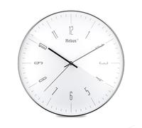 Designer Quartz Wall Clock in Metal Look Quartz Movement 30cm Diameter Chrome Silver Model 18950