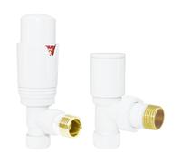 Designer Radiator Valves White Angled 15mm x 1/2" Thermostatic Twin Pack