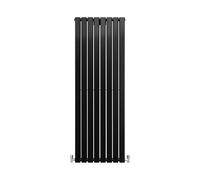 Designer Radiators 160 x 56cm Flat Panel Modern Central Heating Matt Black Vertical Column Double Panel Wall Mounted Slimline Kitchen Living Room Bathroom Commercial Cleaning Brush & Fixing Kit Black
