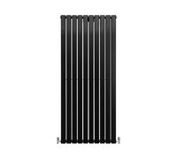 Designer Radiators 160 x 70cm Flat Panel Modern Central Heating Matt Black Vertical Column Double Panel Wall Mounted Slimline Kitchen Living Room Bathroom Commercial Cleaning Brush & Fixing Kit